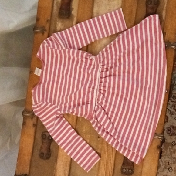 Girls Pink & White Striped Dress - Picture 2 of 2